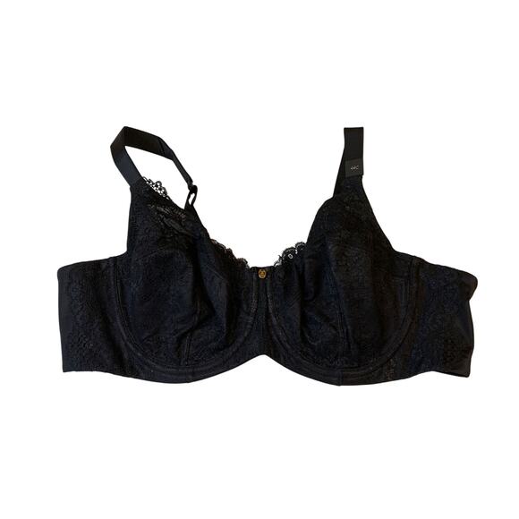 Curvy Couture 44C Everyday Glamour Black Lacy Unlined UW Bra 1207 NWT - Picture 6 of 12